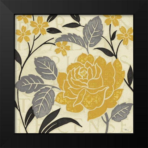 Perfect Petals II Yellow Black Modern Wood Framed Art Print by Pela Studio