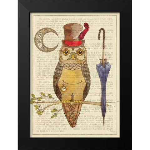 Steampunk Owl I Black Modern Wood Framed Art Print by DeNeige, Elyse