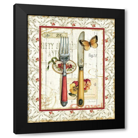 Rose Garden Utensils I Red Black Modern Wood Framed Art Print with Double Matting by Audit, Lisa