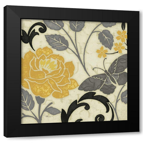 Perfect Petals I Yellow Black Modern Wood Framed Art Print with Double Matting by Pela Studio