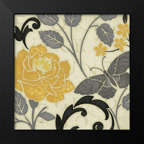 Perfect Petals I Yellow Black Modern Wood Framed Art Print by Pela Studio