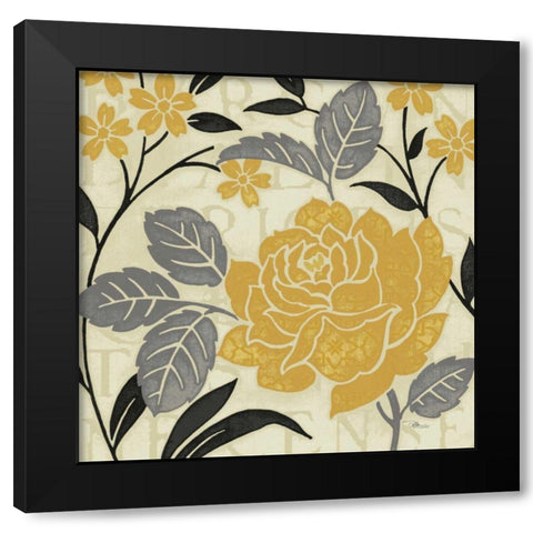 Perfect Petals II Yellow Black Modern Wood Framed Art Print by Pela Studio