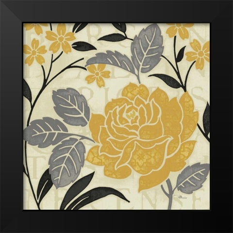 Perfect Petals II Yellow Black Modern Wood Framed Art Print by Pela Studio