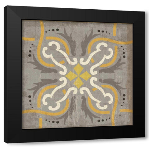 Golden Glow Square XV Black Modern Wood Framed Art Print with Double Matting by Pela Studio