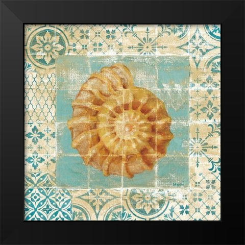 Shell Tiles I Blue Black Modern Wood Framed Art Print by Nai, Danhui