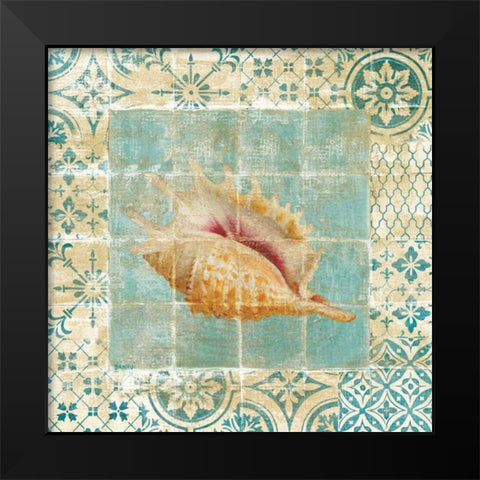 Shell Tiles II Blue Black Modern Wood Framed Art Print by Nai, Danhui