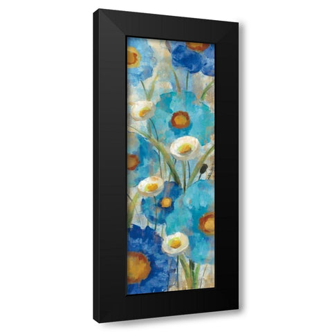 Sunkissed Blue and White Flowers I Black Modern Wood Framed Art Print by Vassileva, Silvia