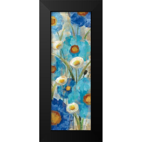 Sunkissed Blue and White Flowers I Black Modern Wood Framed Art Print by Vassileva, Silvia