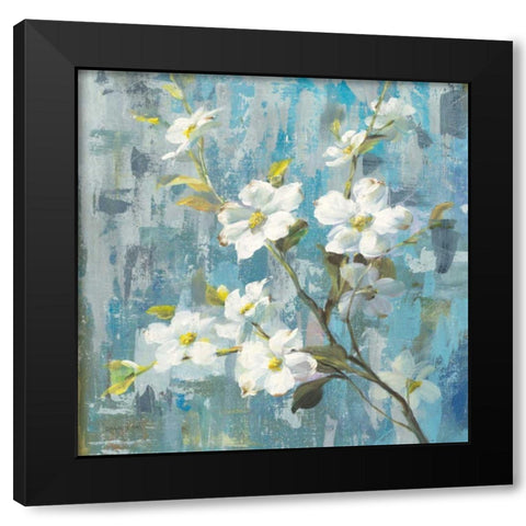 Graceful Magnolia II Black Modern Wood Framed Art Print with Double Matting by Nai, Danhui