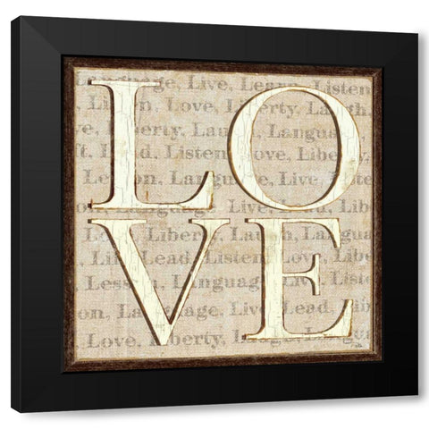 L is for Love Black Modern Wood Framed Art Print with Double Matting by Pela