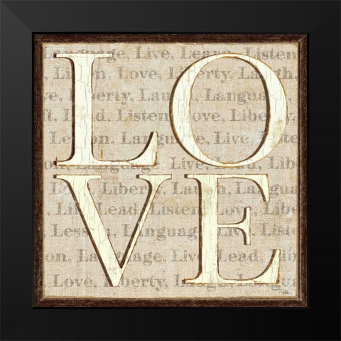 L is for Love Black Modern Wood Framed Art Print by Pela