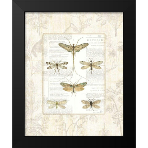 Dragonfly Botanical Black Modern Wood Framed Art Print by Schlabach, Sue