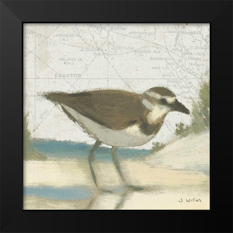 Beach Bird III Black Modern Wood Framed Art Print by Wiens, James