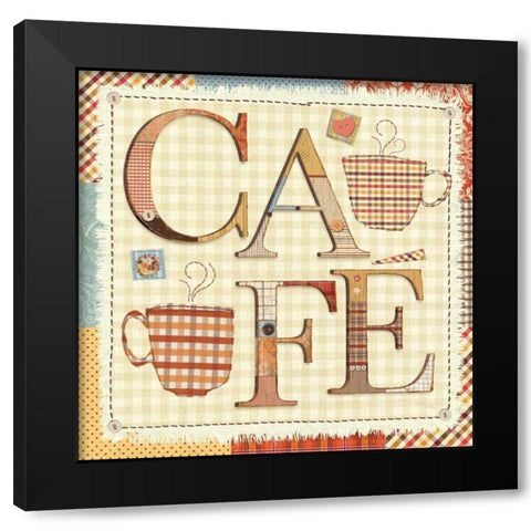 Patchwork Cafe I Black Modern Wood Framed Art Print with Double Matting by Pela Studio