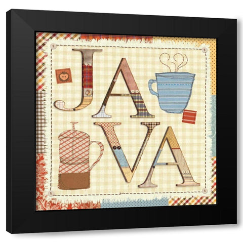 Patchwork Cafe II Black Modern Wood Framed Art Print with Double Matting by Pela Studio
