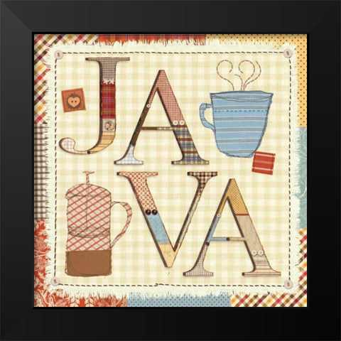 Patchwork Cafe II Black Modern Wood Framed Art Print by Pela Studio