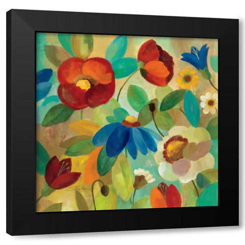 Summer Floral I Black Modern Wood Framed Art Print with Double Matting by Vassileva, Silvia