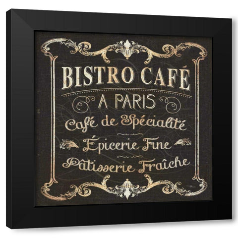 Parisian Signs Square II Black Modern Wood Framed Art Print by Pela Studio