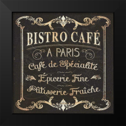 Parisian Signs Square II Black Modern Wood Framed Art Print by Pela Studio