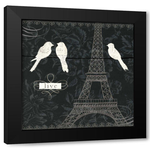 Love Paris I Black Modern Wood Framed Art Print with Double Matting by Adams, Emily