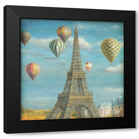 Balloon Festival Black Modern Wood Framed Art Print with Double Matting by Nai, Danhui