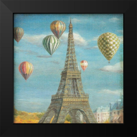 Balloon Festival Black Modern Wood Framed Art Print by Nai, Danhui