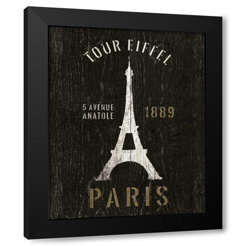Refurbished Eiffel Tower Black Modern Wood Framed Art Print with Double Matting by Wild Apple Portfolio