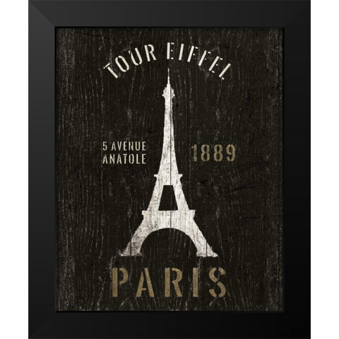 Refurbished Eiffel Tower Black Modern Wood Framed Art Print by Wild Apple Portfolio