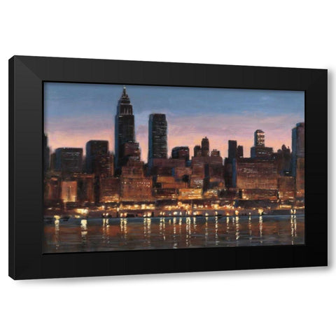 Manhattan Reflection Black Modern Wood Framed Art Print with Double Matting by Wiens, James