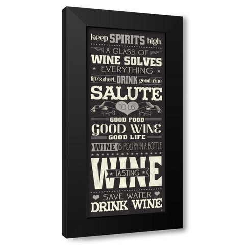 Wine Lovers II Black Modern Wood Framed Art Print with Double Matting by Pela Studio
