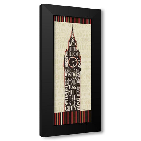 London City Words II Border Black Modern Wood Framed Art Print with Double Matting by Pela Studio