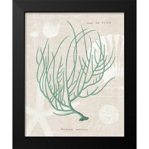 Gorgonia Miniacea on Linen Sea Foam Black Modern Wood Framed Art Print by Wild Apple Portfolio