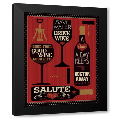 Wine Words II Black Modern Wood Framed Art Print with Double Matting by Pela Studio