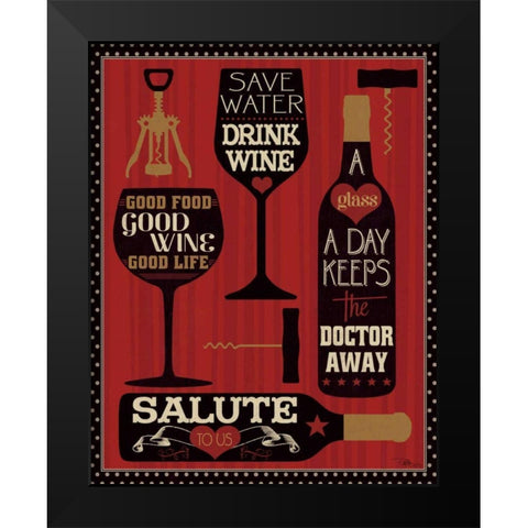 Wine Words II Black Modern Wood Framed Art Print by Pela Studio