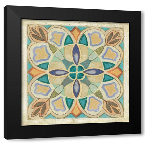 Birds Garden Tile III Black Modern Wood Framed Art Print with Double Matting by Brissonnet, Daphne