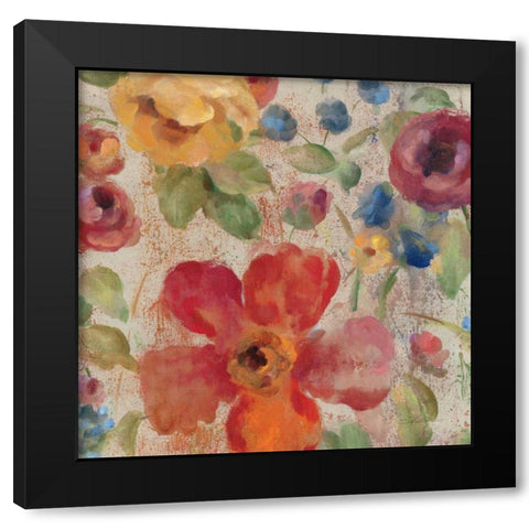 April Rain Flowers II Black Modern Wood Framed Art Print with Double Matting by Vassileva, Silvia