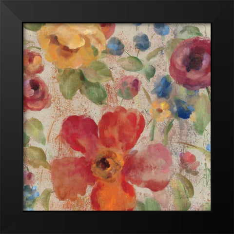 April Rain Flowers II Black Modern Wood Framed Art Print by Vassileva, Silvia