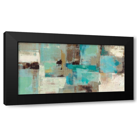 Teal and Aqua Reflections v2 Black Modern Wood Framed Art Print with Double Matting by Vassileva, Silvia