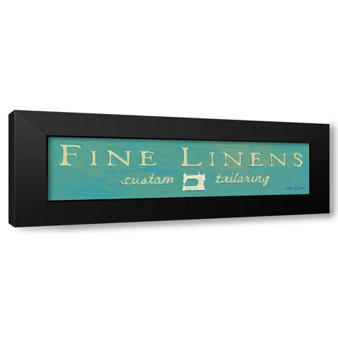 Fine Linens Turquoise Black Modern Wood Framed Art Print with Double Matting by Glass, Susan Eby