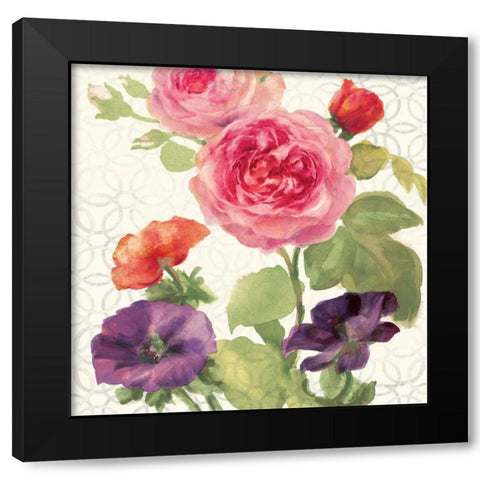 Watercolor Floral III Black Modern Wood Framed Art Print with Double Matting by Nai, Danhui