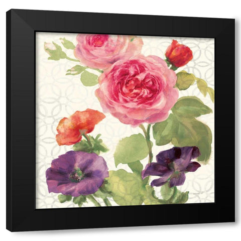 Watercolor Floral III Black Modern Wood Framed Art Print by Nai, Danhui