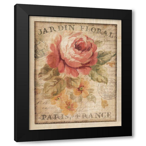 Parisian Flowers II Black Modern Wood Framed Art Print with Double Matting by Nai, Danhui