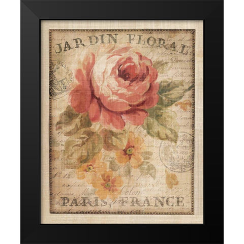 Parisian Flowers II Black Modern Wood Framed Art Print by Nai, Danhui