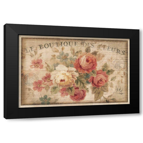 Parisian Flowers III Black Modern Wood Framed Art Print with Double Matting by Nai, Danhui