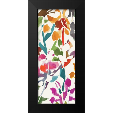 Pink Garden Panel I White Black Modern Wood Framed Art Print by Wild Apple Portfolio