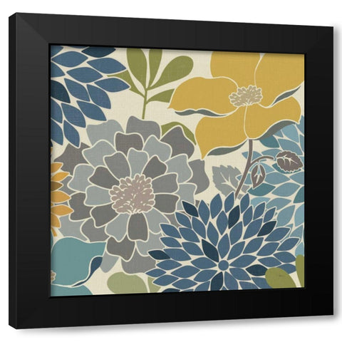 Modern Bouquet Square Black Modern Wood Framed Art Print with Double Matting by Pela Studio