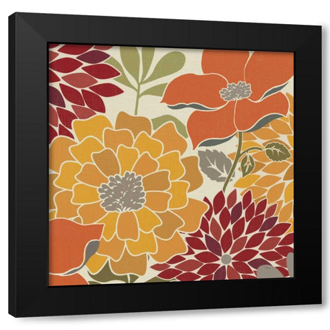 Modern Bouquet Spice Square Black Modern Wood Framed Art Print with Double Matting by Pela Studio