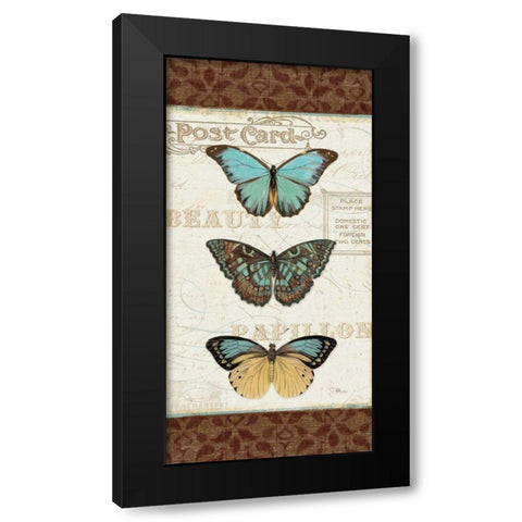 Papillons II Black Modern Wood Framed Art Print by Pela Studio