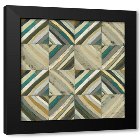 The Center I Abstract Turquoise Black Modern Wood Framed Art Print with Double Matting by Warrick, Cheryl
