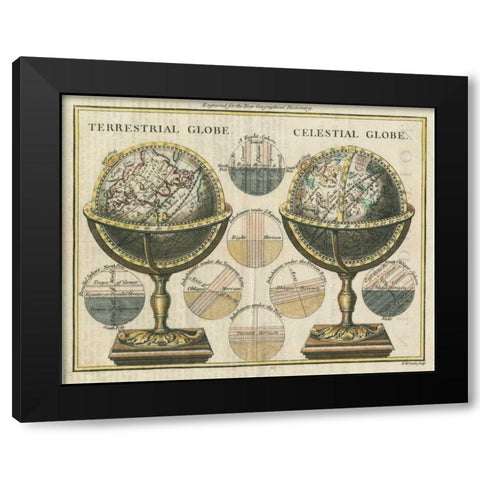 Antique Globes Black Modern Wood Framed Art Print by Wild Apple Portfolio